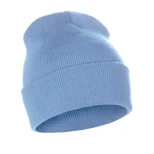 Men's Plain Ribbed Beanie Hat, Winter Ski Cap in Soft Acrylic Material