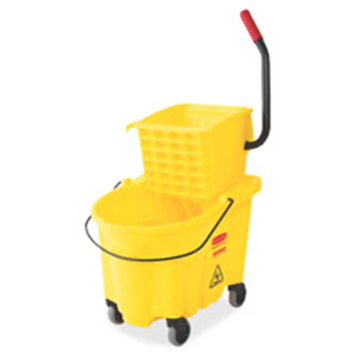 212 MAIN High-Capacity Steel Frame Commercial Mopping Cleaner - Rubbermaid RCP7480YEL Wave Brake Side Press Mop Bucket, Yellow, Mopping Must Haves, Spin With Wringer Mops