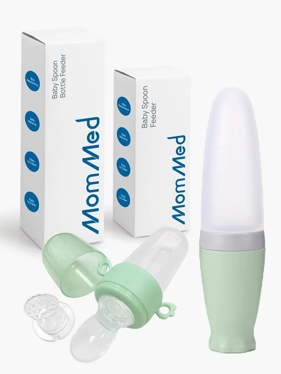 MomMed Food Feeder Baby Fruit Feeder Pacifier,  Self Feeding Baby Food Feeder for Teething Relief, Silicone Baby Food Dispensing Spoon