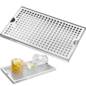 Fathersdaygift VEVOR Beer Drip Tray, 304 Stainless Steel Kegerator Drip Trays with 4 Non-Slip Rubber Pads and Detachable Cover, Heat/ Cold Resistant Beer Tower Drip Pan for Bar Restaurant Coffee Shop Homedealsforyoudays