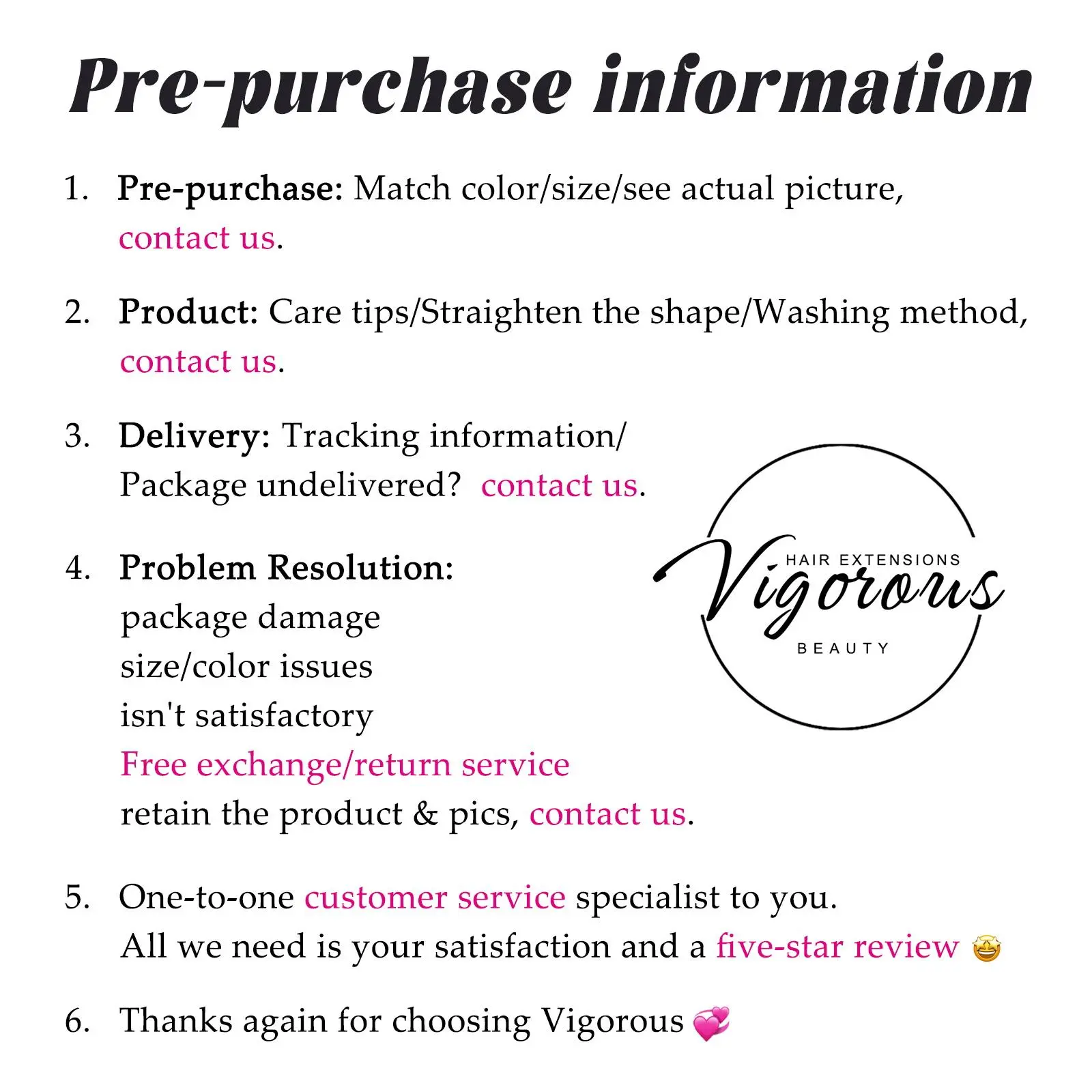 Pre-purchase information
