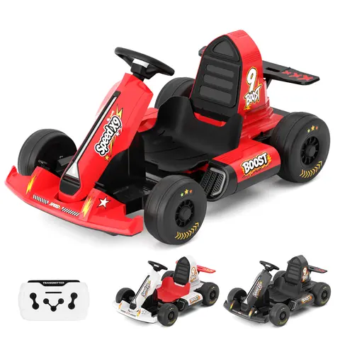 XJD 12V/24V  Electric Go Kart for Kids Battery Powered Pedal Go Kart with Remote Control/ LED Lights /USB Bluetooth Steering Wheel Motor Driving Play Mini Dirt Bikes Rechargeable Car