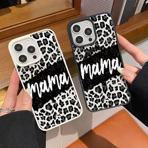 Leopard Mama Pattern Magnetic Phone Case Supports Wireless Charging for iPhone17 Pro Max, Air 15 16 14 Pro Max 13 12 11 XR XS Plus Shockproof Non Slip Protection Silicone Transparent Acrylic Cover Cellphone Protective