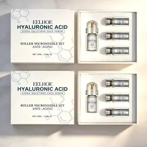 EELHOE Facial Roller Serum Set with Niacinamide & Hyaluronic Acid for Intense Hydration & Smoothing Fine Lines, 2 Boxes (8 x 10ml Bottles)