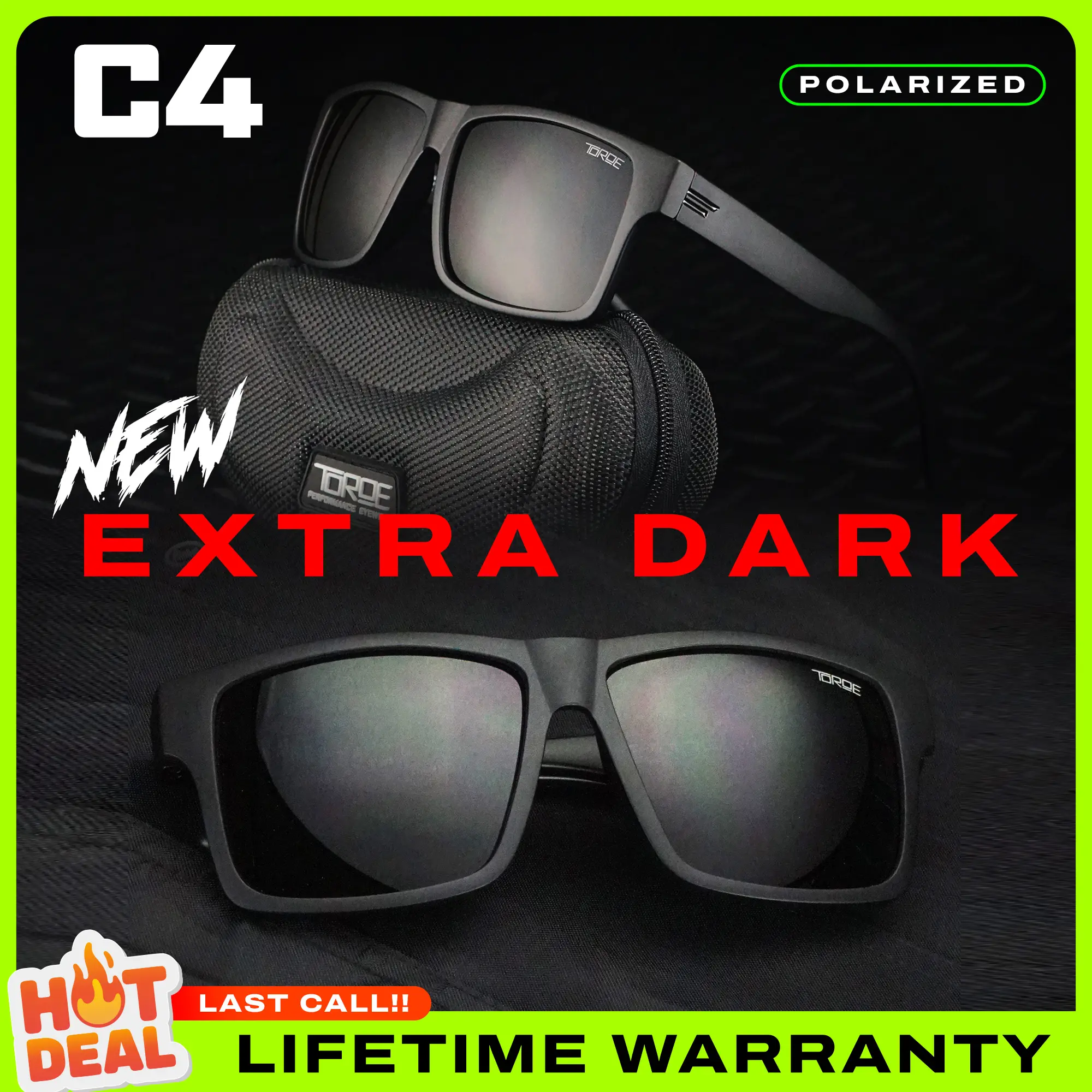 RANGE Polarized Mens TR90 Classic Frames Sunglasses with Grade-A Lenses UV400 Protection Feather Lightweight Design Shatter Resistant Extra Dark Super Dark