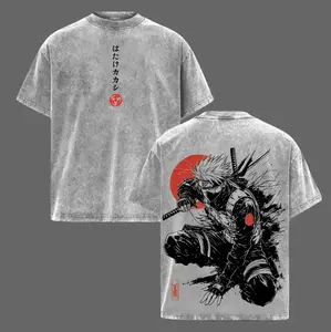 Kakashi Hatake T-Shirt, Naruto Anime Vintage Washed Tee, Sharingan Ninja Graphic Shirt, Oversized Japanese Streetwear, Dark Aesthetic Manga Top, Unisex Casual Anime Fashion