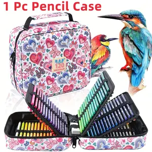 1pc Pencil Case 120 Slots, Large Capacity Pen Pencil Case, Gel Pens Organizer Zipper Carrying Portable Suitable for Adults, Painters, Art Lovers, perfect gift Pencil Bag