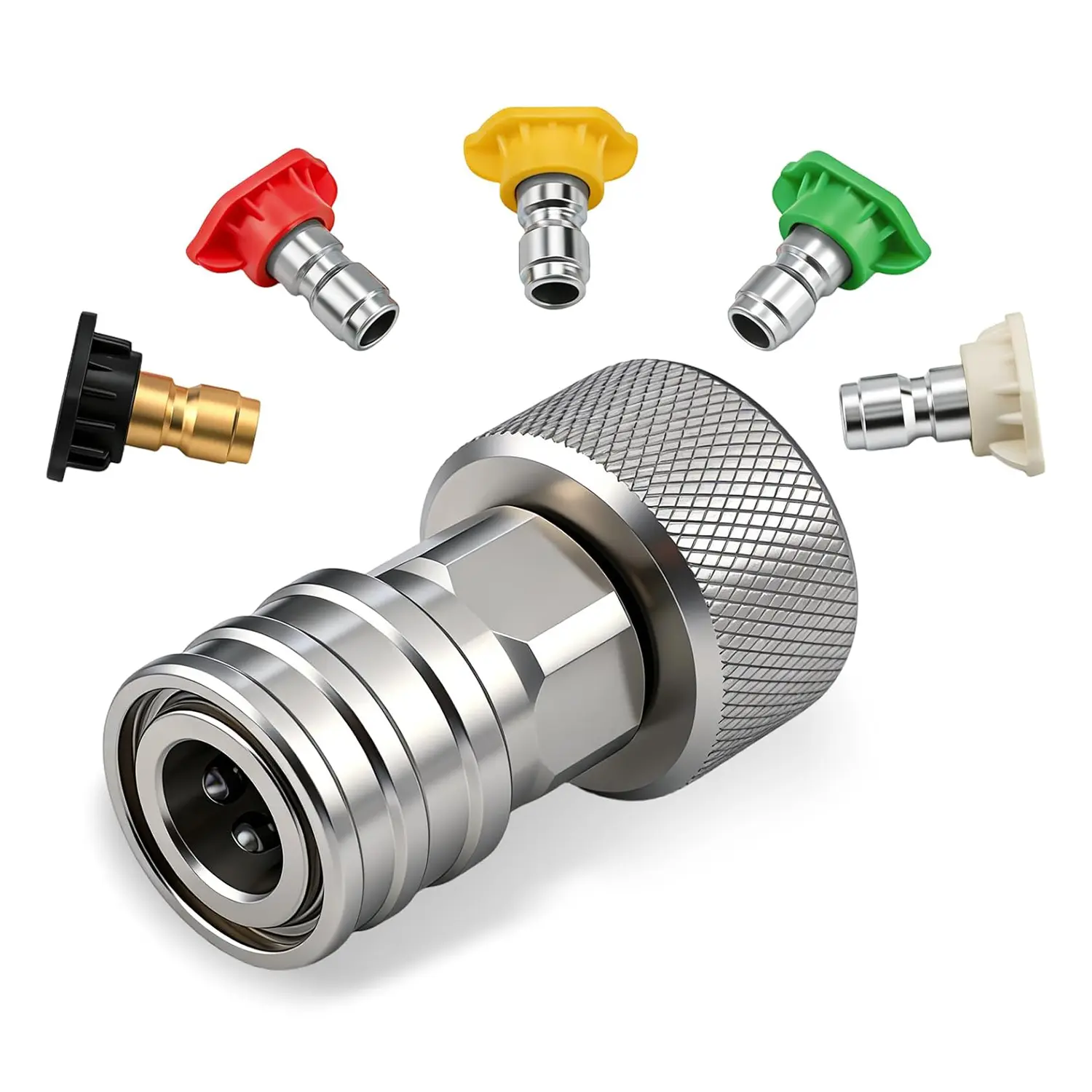 Garden Hose to Pressure Washer Adapter Hose Attachment, 3/4” GHT to 1/4” Stainless Steel Quick Connect, Power Washer Converter, Garden Hose Connectors, Water Hose Quick Connect Fittings
