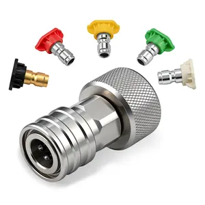 Garden Hose to Pressure Washer Adapter Hose Attachment, 3/4” GHT to 1/4” Stainless Steel Quick Connect, Power Washer Converter, Garden Hose Connectors, Water Hose Quick Connect Fittings