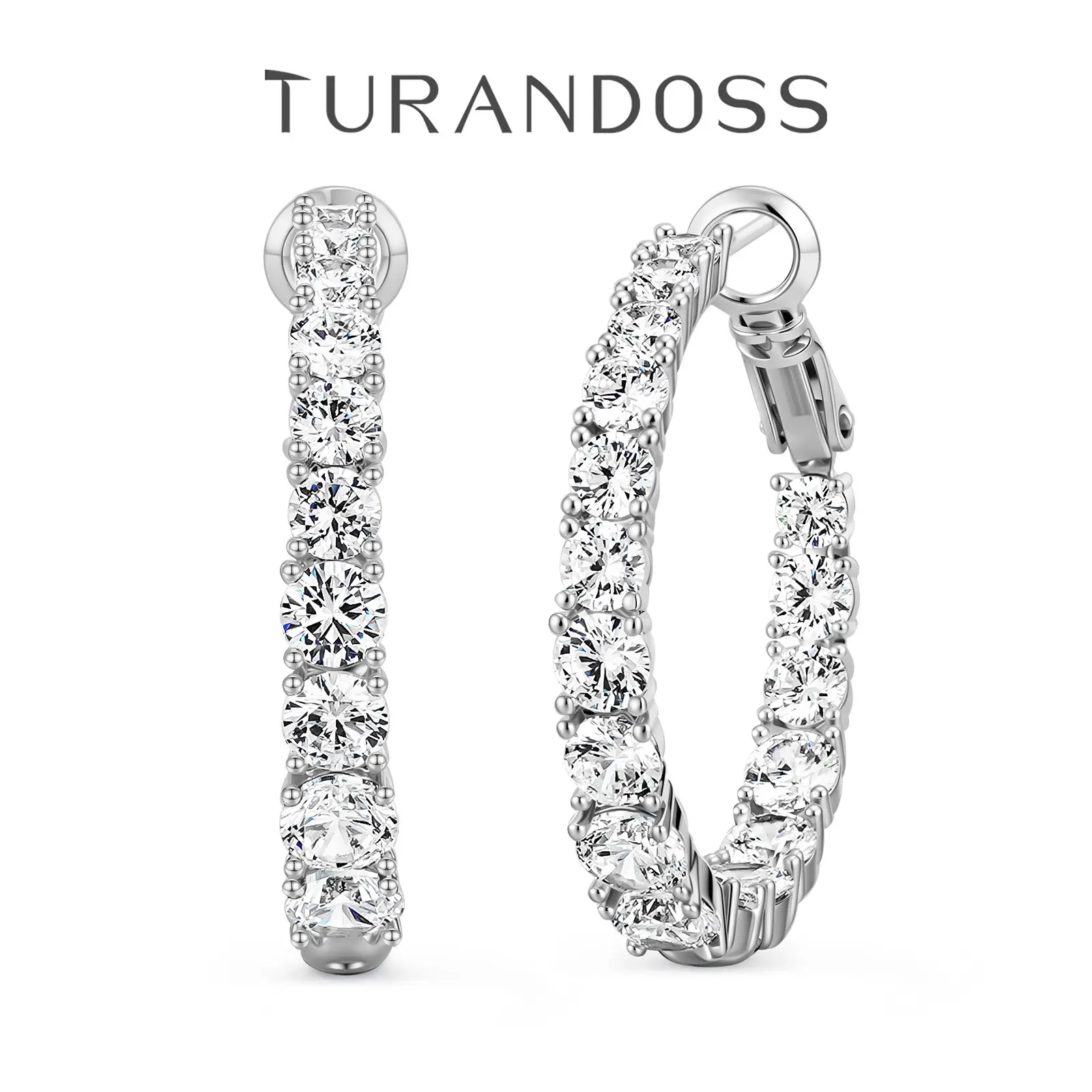 Turandoss Pavé Cubic Zirconia Huggie Hoops for Women, Dainty Lightweight Hypoallergenic Earrings with S925 Sterling Silver Posts, Dainty Lightweight Hoops, Fashionable Hoop Earrings