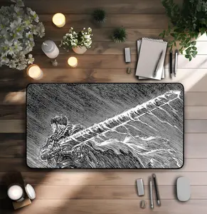 Guts Berserk Anime M-XL Mousepad Desk Mat with stitched edges, Anime Deskmat, TCG playmat, MTG playmat, Gift for Him, Gaming Gift