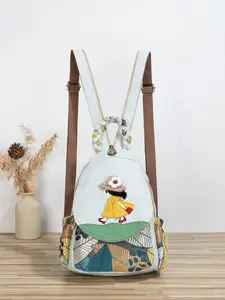 Boho Style Handmade Crochet Hat for Girls, Multilayer Flip-Top Chest Bag Backpack, Two-In-One Design, Random Cut