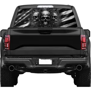 Rear Window Decal for , Skull  Flag  Rear Window Decal, Flag Decals for   SUV (Skull,65x17in)