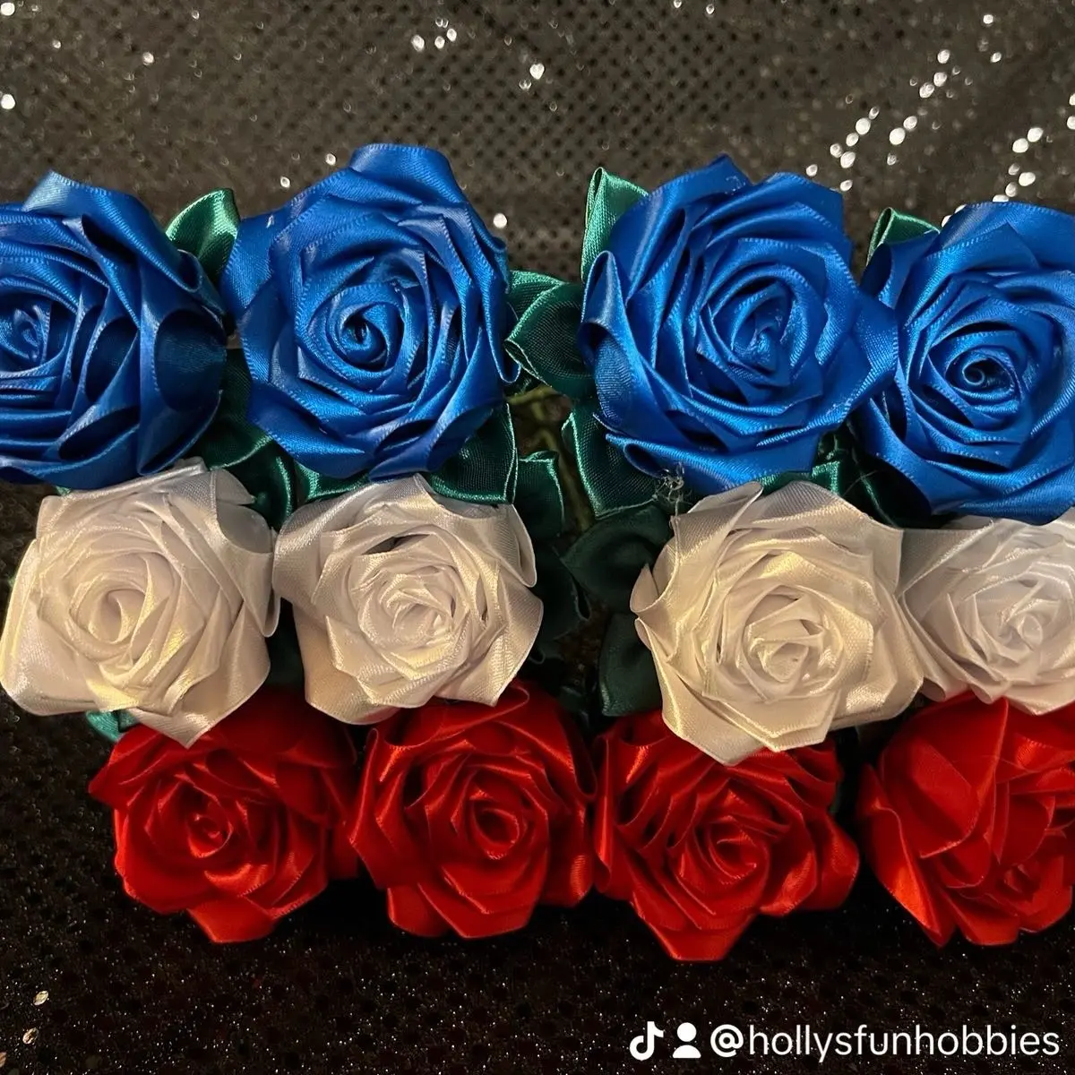 Patriotic handmade satin roses