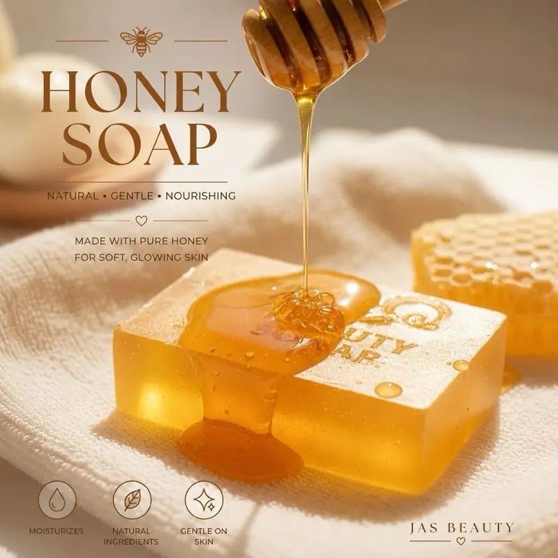 Jas beauty soaps Moisturizing Honey Soap Bar, Natural Handmade Gentle Cleanser for Face & Body, Single Item for Soft, Hydrated Skin, Moisturizer, Natural Soap Bar