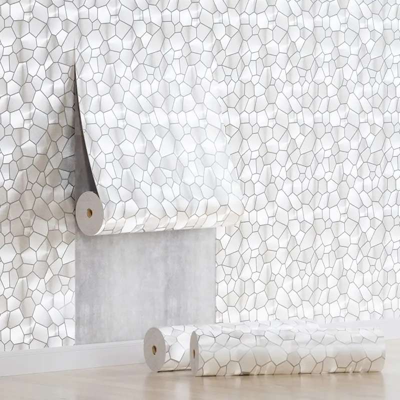 Luxury wall panel sticker, 40cm*280cm, 3D golden silver grid roll, thickened waterproof PVC self-ad wallpaper, high-grade decoration wallpaper Living Room Home, holiday gift, important festival decoration, easy to clean wall panel 3/2/1 roll
