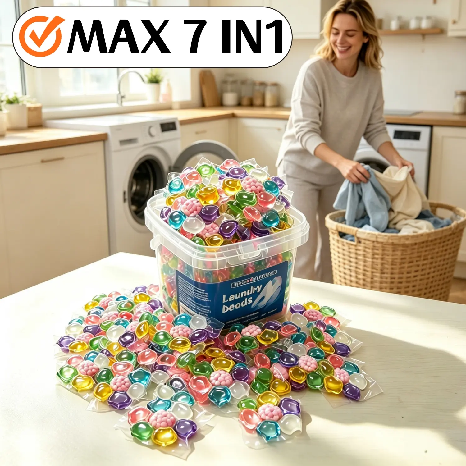 Heart-Shaped Concentrated Laundry Beads - Water-Soluble Stain Remover with Softening, Anti-Static, Long-Lasting Fresh Fragrance, Carpet Deodorizer, Mop Soap for Home Care Household Cleaning