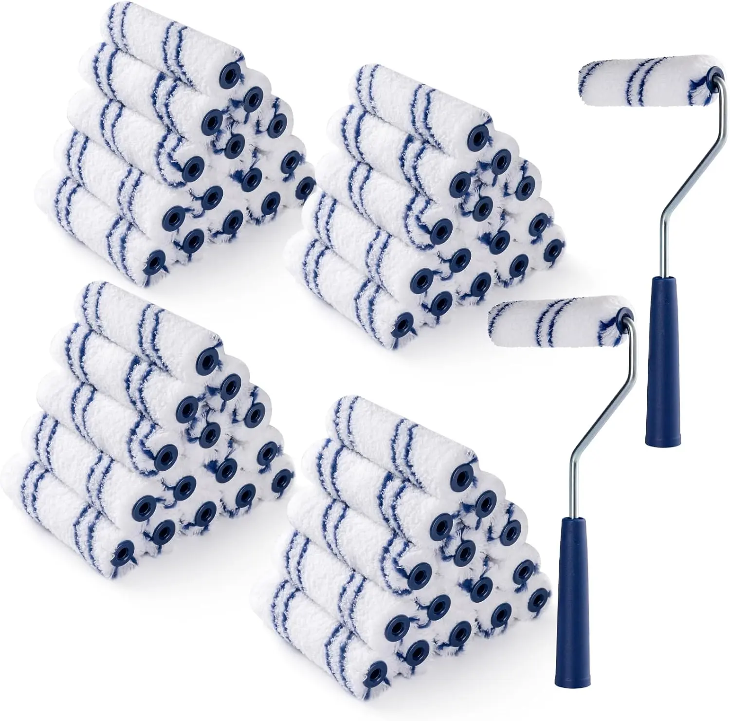 60 Pack 4 Inch Microfiber Paint Roller, Small Paint Roller Covers with 2Pcs Anti Rust Metal Roller Frames, Mini Paint Rollers for House Painting, Wall Painting Tool