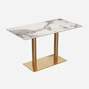20 pcs.Custom Rock Table Top Stainless Steel Frame Long Table For Restaurant Coffee Shop YJT002
