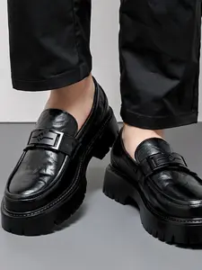 Men's Thick Sole Height Increasing Comfort Fashion Classic Versatile Loafers, Stylish Casual Walking Shoes for Daily Wear Rubber Footwear