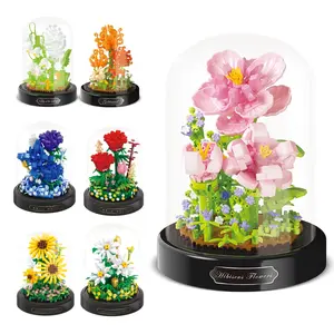 Flower Building Blocks Set with Cover, Creative Building Blocks, DIY Flower Puzzle Toy, Christmas Gifts Birthday Present for Girls