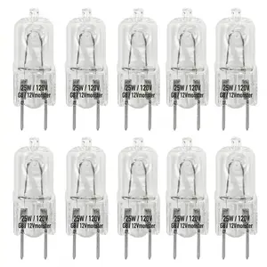 G8 25W Halogen Bulb 120V, T4 Bi-Pin Base (8mm), Microwave, Range Hood & Under Cabinet Light Replacement, Warm White Clear, 10-Pack