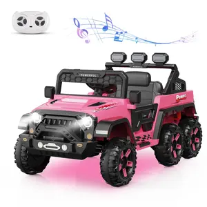 【Christmas Gift】Pink 24V Power Wheels for Kids with Remote Control, Ride on Car with 6 Wheels, 4WD Switchable Electric Car for Kids, Kids Electric Vehicles Battery Powered Toy Car, Bluetooth, 3 Speeds