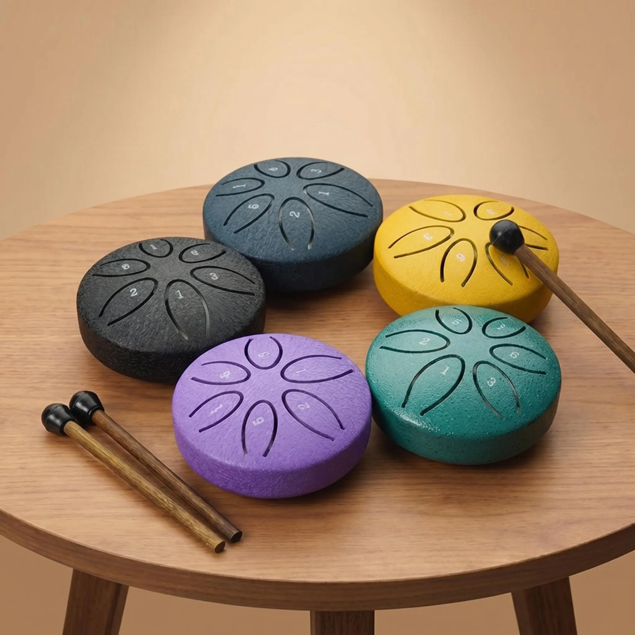 Portable 3-Inch 6-Note Steel Tongue Drum - Ethereal Rain-Style Percussion Instrument for Relaxation, Meditation, Ideal Gift for Kids' Birthdays, Christmas