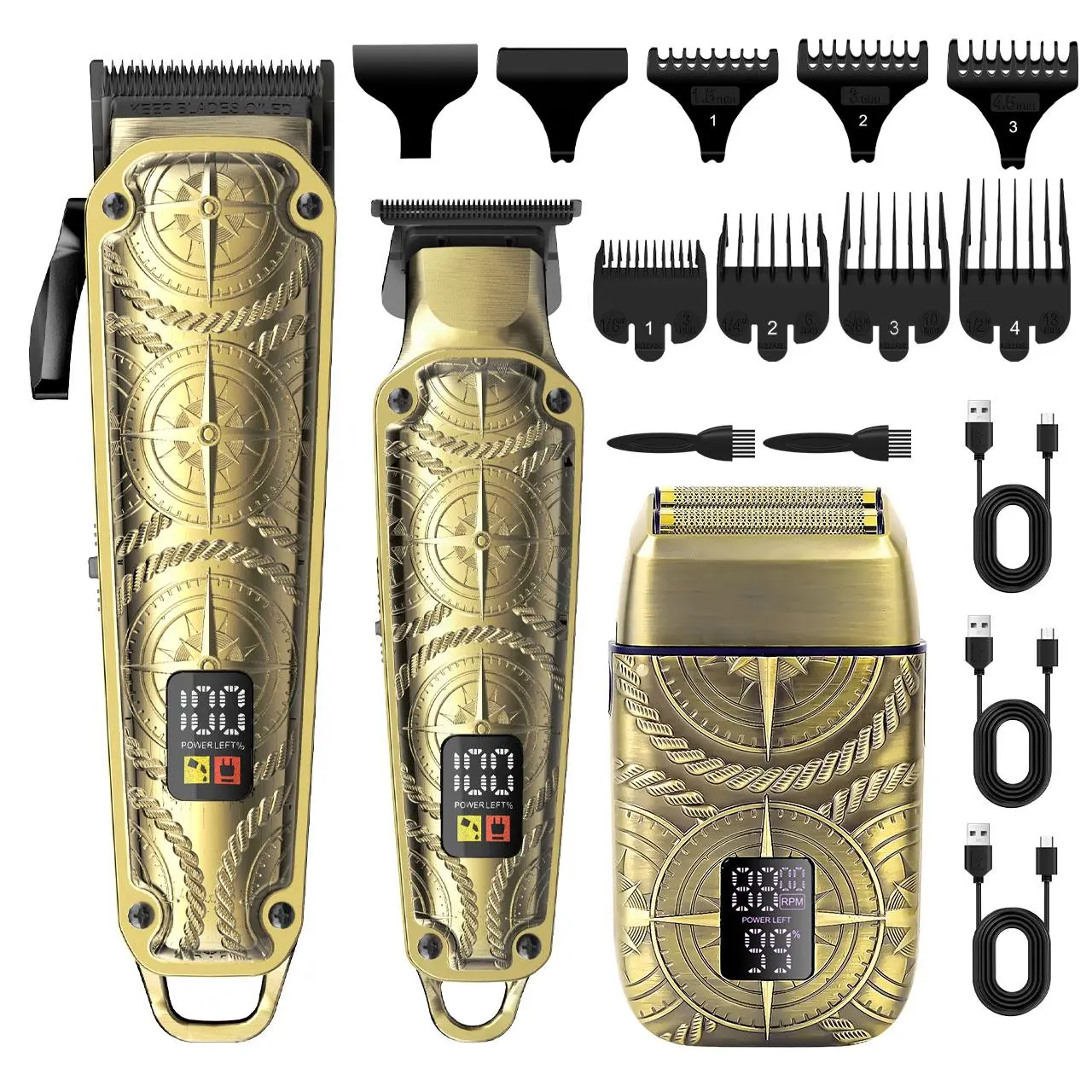 Professional Hair Trimmer Kit, 1 Set Electric Hair Clipper Barber Clippers with Limited Comb & Charging Cable & Cleaning Brush, Great Gifts for Men, Men's Gifts