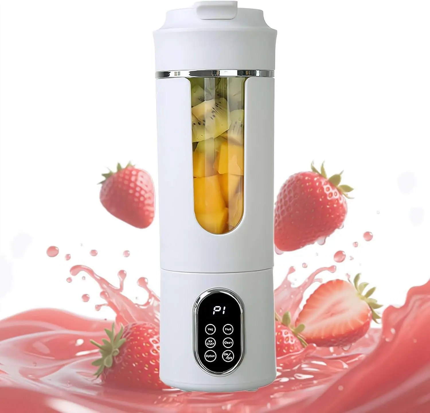 Digital Display Portable Mini Blender - Smart LED, 4-Mode, 12-Blade, USB Rechargeable, Multi-Setting, Single-Serve Rechargeable Mini Blender for Fresh Juice, Shakes, Diet-Friendly Mixing, Multi-Setting Mini Blenders, Portable Mini Blenders