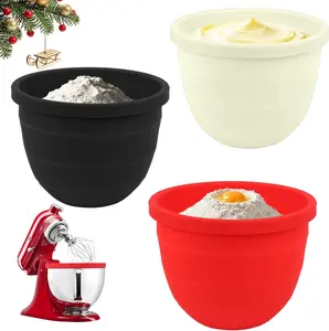 1/3pcs Kitchen Stand MixerSilicone Liners, Practical Durable Reusable Versatile 5 Liter Bowl Insert for KITCHEN AID Mixers KSM150 Tilt-Head 5 Qt Models Christmas Non-Stick Surface Easy Cleaning White Red Black Blender Utensils Storage