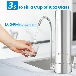 Vortopt F7 Countertop Water Filter System, Rapid Flow,6-8Months or 8000 Gallons Long-Life,5-Stage Filtration- Reduces Chlorine,Heavy Metals,Bad Odors,add Mineral Material-Includes 1 Filter, Sediment Carbon Filter
