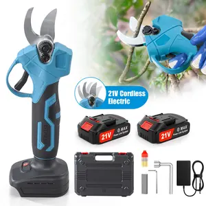 21V Cordless Electric Pruning Shears, 25mm (1 Inch) Cutting Diameter, 2×2000mAh Batteries, Blade Sharpener, Portable Plastic Case – Ideal for Garden Tree Branch Trimming