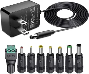 12V 1A AC Adapter Charger Replacement w/8 Tips, Regulated Power  Cord for LED Strip Light, CCTV Camera, BT Speaker, GPS, Webcam, Router, DC12V Transformer with ETL Certificate