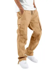 Men's Casual Cargo Pants, Loose Fit Lightweight Sporty Design, Straight Leg Comfortable Daily Wear, All Season Woven Fabric, Casual Comfy Drawstring