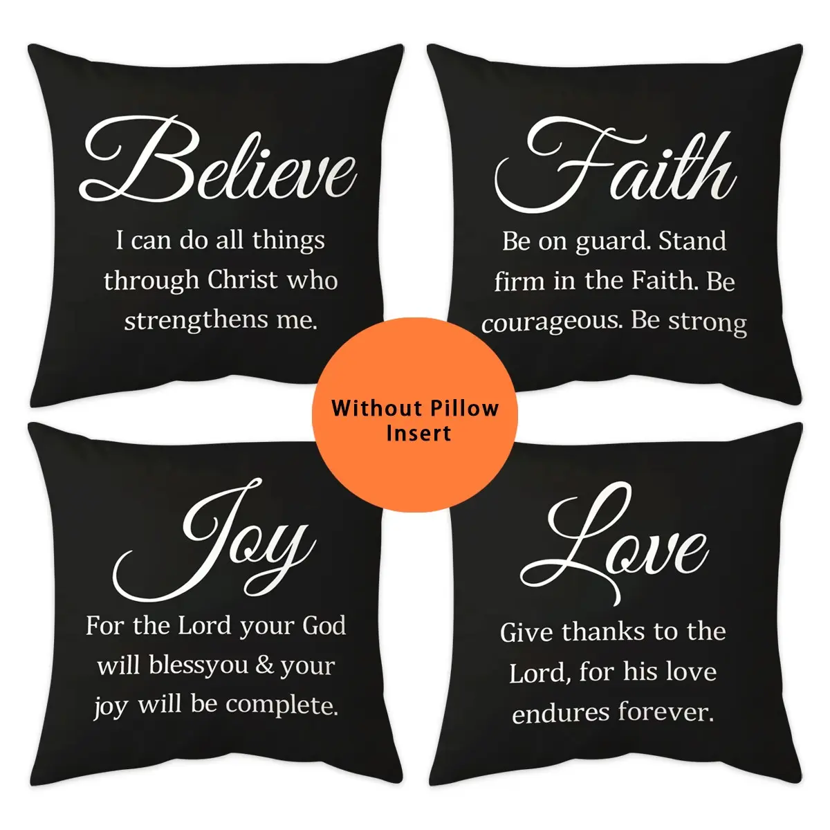 4pcs Double sided short plush pillowcase 18x18 inches, Decorative, with inspirational quotes and Bible Verses, suitable for Home Decor, Bedroom Decorative Accessories (without pillow core)
