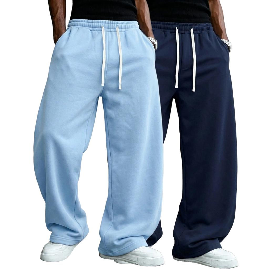 Men’s solid-color fashion athletic pants suitable for all seasons; straight wide-leg street dance casual pants; comfortable long loungewear pants; plus-size casual athletic pants—fashionable