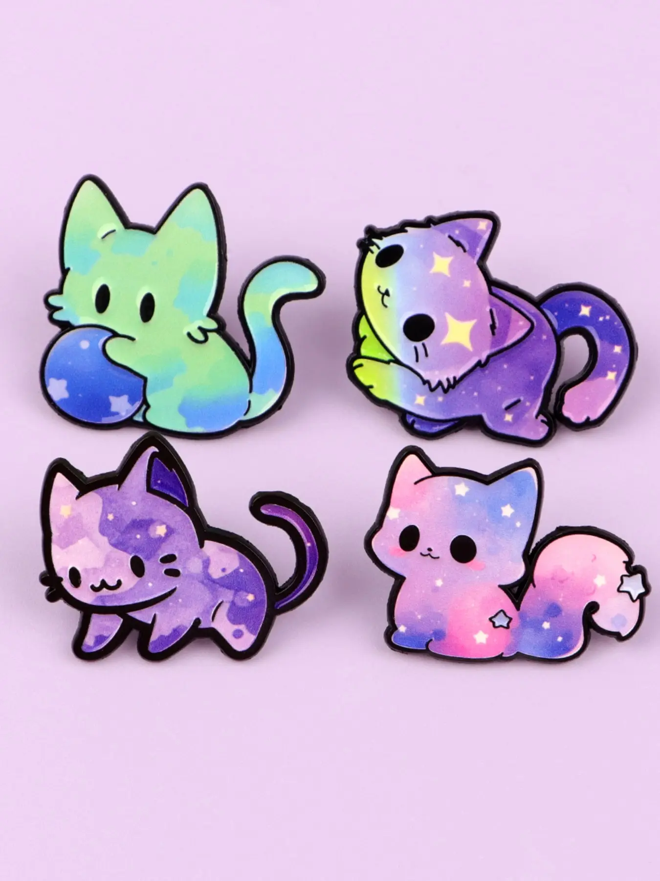 4pcs/set Gradient Colorful Sleeping Cat Enamel Brooch, Cool Stylish Chic Design Badge, Fashionable Men& Women's Clothing Accessories, Holiday Gifts For Friends&Family, Drop Set Pins, Lapel Pins, Alloy Brooch Pin