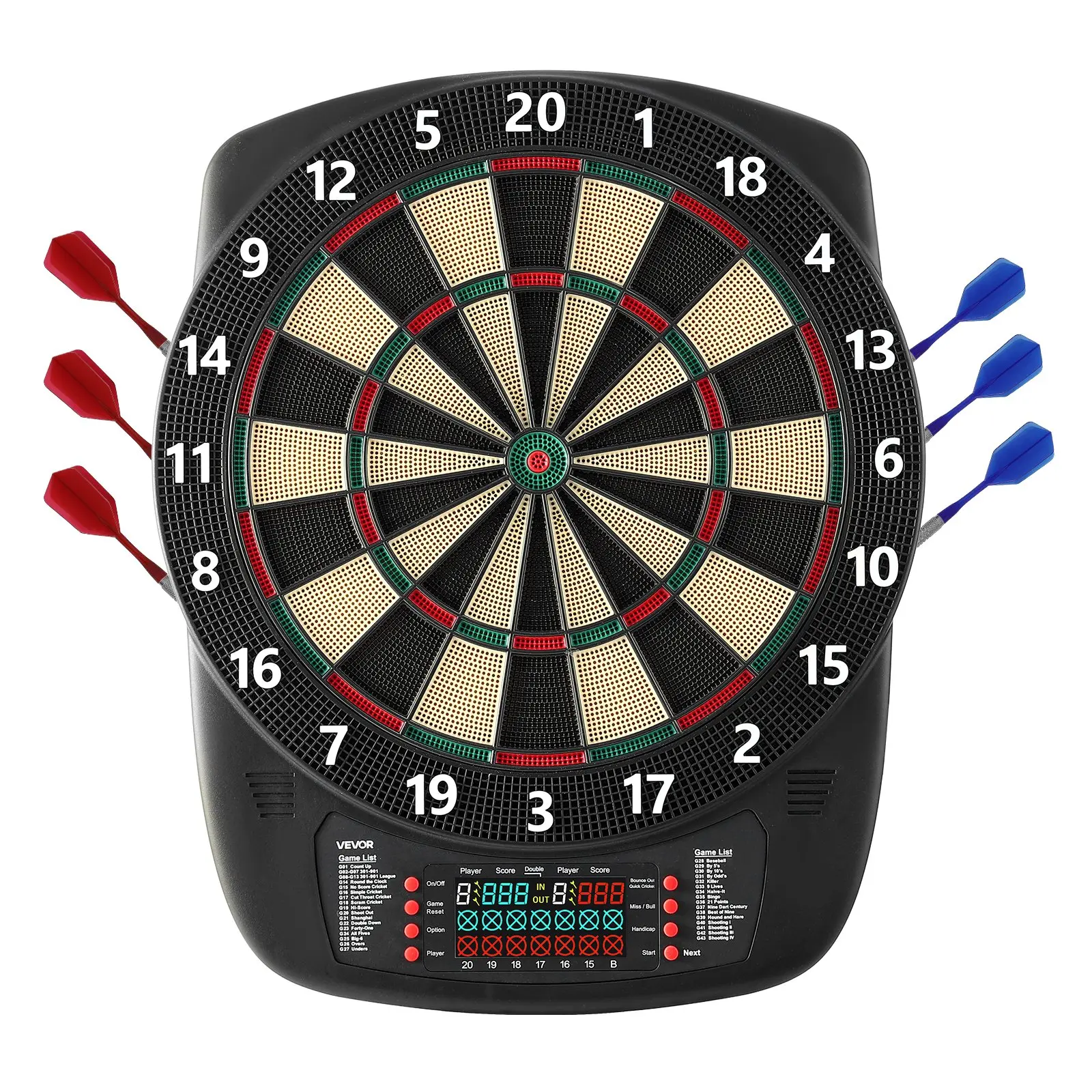【Summerfinds】VEVOR Electronic Darts Board, 13.5" Target Board with 43 Games & 200+ Variations (Up to 8 Players), 6 Dart Shafts with Flights, 50 Soft Tips, Color LCD Display Screen for Home Party Game Rooms [DealsForYouDays]