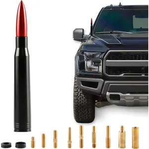 BJSIA Universal Bullet Antenna, Truck Antenna Replacement, Compatible with Ford, Dodge, Chevrolet, GMC, Jeep, Toyota, Red, Car Accessories