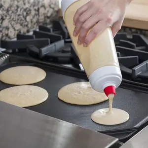 Handheld Batter Mixer & Dispenser Set – 4.5 Cup Squeeze Bottle with BlenderBall Wire Whisk & Spatula, Heat Resistant Silicone Easy Pour Batter Dispenser for Pancakes Cupcakes Muffins Waffles & Crepes – Kitchen Baking Utensils, Dishwasher Safe