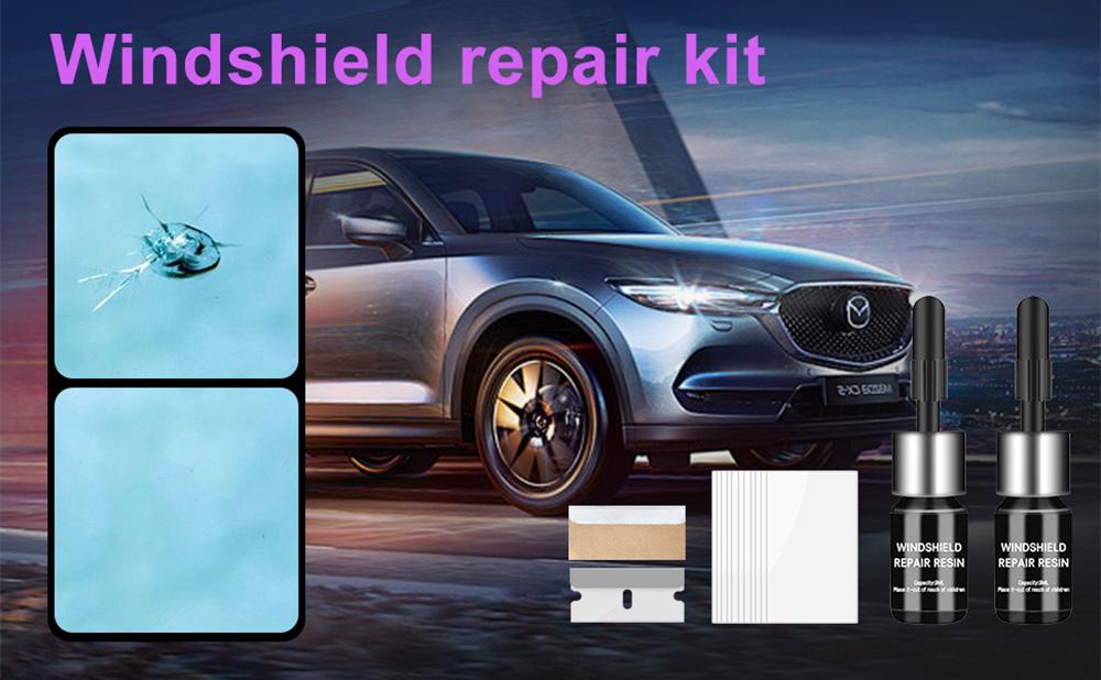 Windshield Crack Chip Repair Kit, 2 Bottles Fix Car Windows Glass Tool Used for windshield Star Shaped Scratches