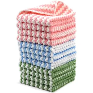 10Pcs Microfiber Magic Cleaning Cloths, Super Absorbent Fast Drying Dish Towels, Reusable Thick Streak Free Kitchen Dish Cloths for Washing Dishes
