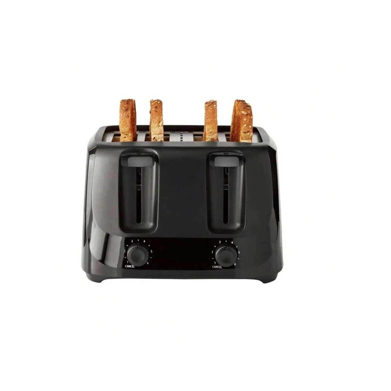 4-Slice Toaster with 6 Adjustable Browning Levels & High-Lift Lever| Removable Crumb Tray & Easy-Clean Design for Even Crispy Toast| Compact Countertop Appliance (Matte Black)