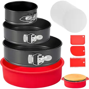 4 7 9 Inch Springform Pan Set of 3, Leakproof Cheesecake Pan with Protector, Nonstick Spring Form Pan for Cheesecake, Springform Cake Pans Sets for Baking with Removable Bottom and 50 count