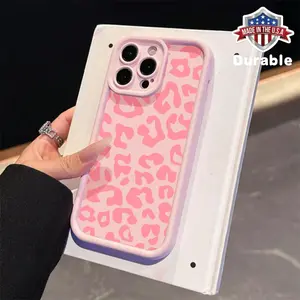 1pc of Pink Leopard Print Patterned Collage Design Phone Case, Compatible with Iphone 16, 15, 14, 13, 12, 11, XS Max, X, Plus, Pro Max, Featuring Full Lens Protection with a Soft TPU Material. Smartphone Cover Shockproof Cellphone