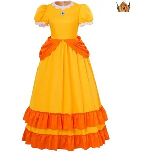 Women’s Super Princess Daisy Sexy Yellow Fancy Dress Outfit for Adult Women