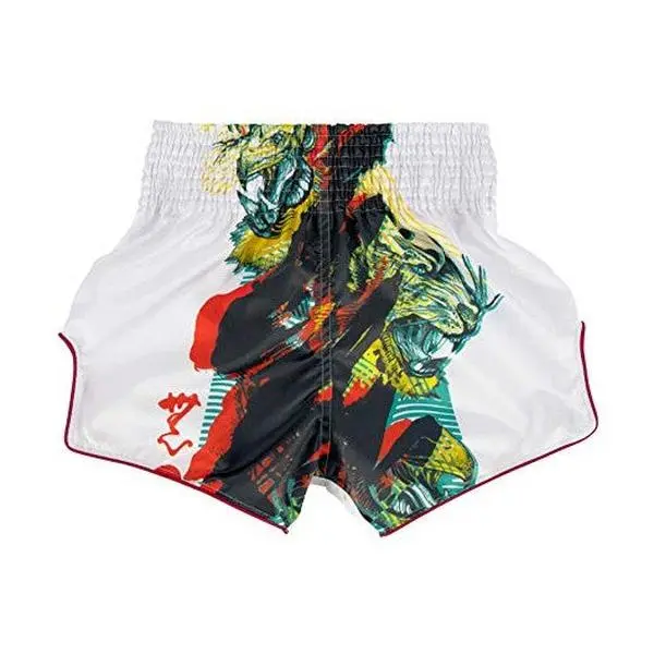 Fairtex BS1908 Satoru Slim Cut Muay Thai Shorts - Embroidered Premium-Quality Satin Workout Gym Shorts with Snug Fit, Elastic Waist, Range of Sizes for Competition, Training