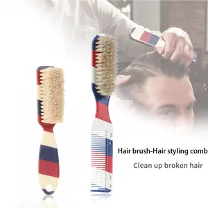 Cleaning Brush & Anti-Static Beard Brush, ABS Handle Professional Barber Brush for Detangling, Smoothing, Restores Shine, Beard Brush for Men