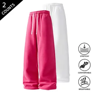 Men’s 2-Pack Breathable Casual Sweatpants, Stretch Pants with Elastic Waist for Lounging and Errands